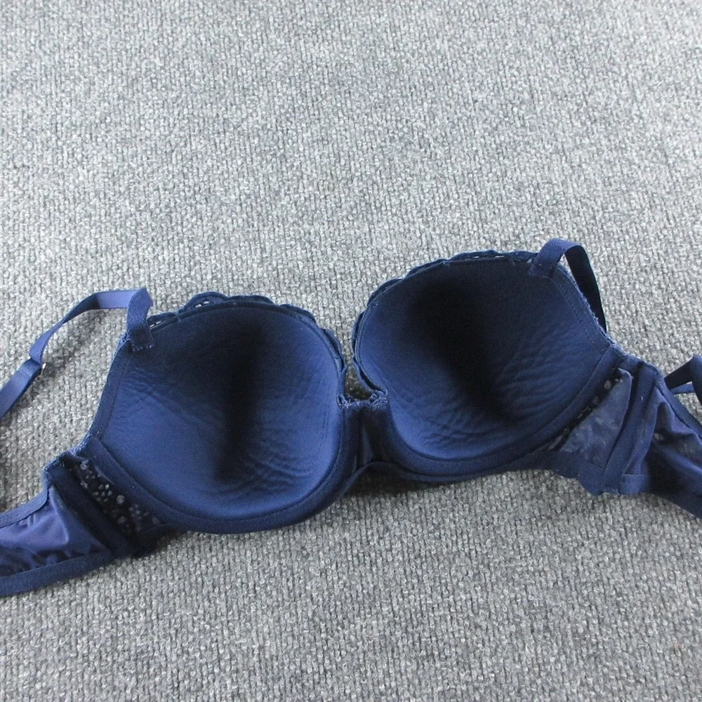 Victoria's Secret Dream Angels Bra Womens 34D Blue Lace Lined Demi Underwire - Picture 2 of 5